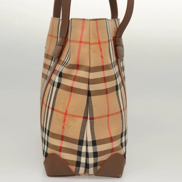 BURBERRY Nova Check Tote Bag Canvas Beige Auth 124112 - Picture 4 of 16